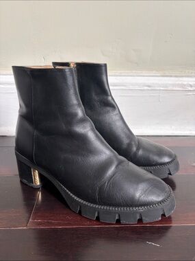 Black coach leather ankle boots